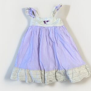 Well Dressed Wolf WDW Size 4T Heirloom Garden Lavendar Dress Cream Embroidery
